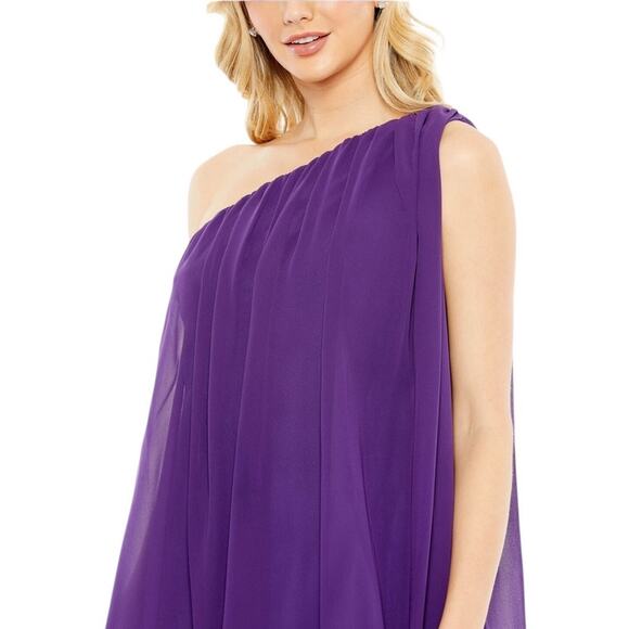 Mac Duggal NEW Size 0 Style 55951 Purple One Shoulder Chiffon A-Line Tent Dress - Picture 2 of 5